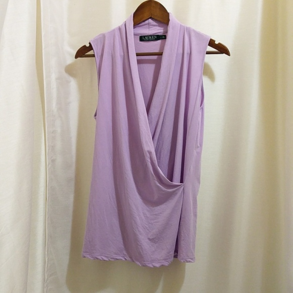Ralph Lauren Lavender Sleeveless Wrap Top - Sz‎ Lg